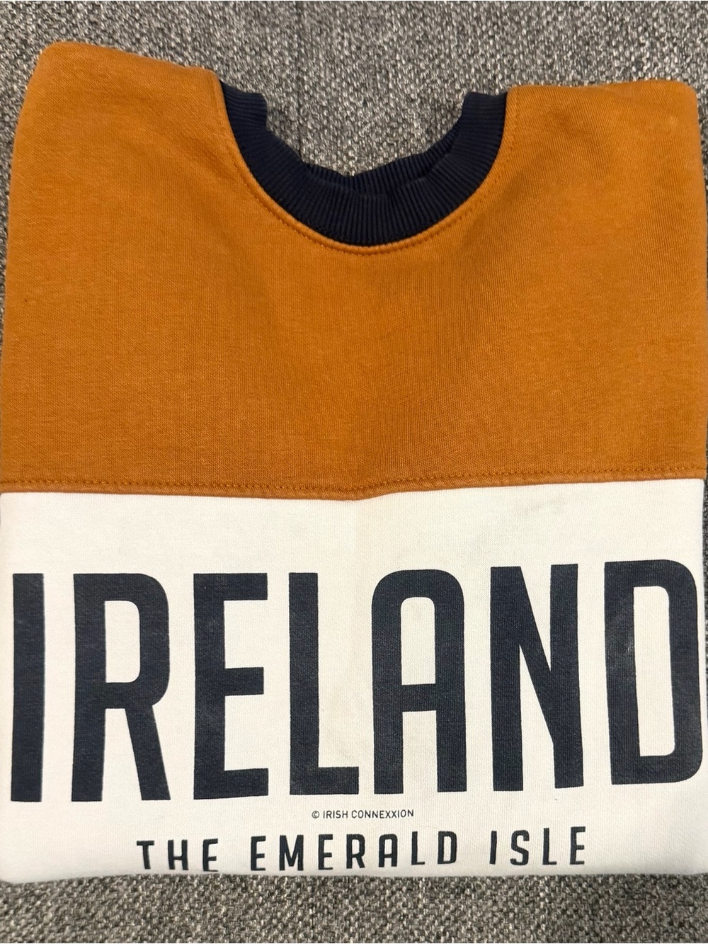 Kid’s Two-Tone Rust and White Crewneck Sweater